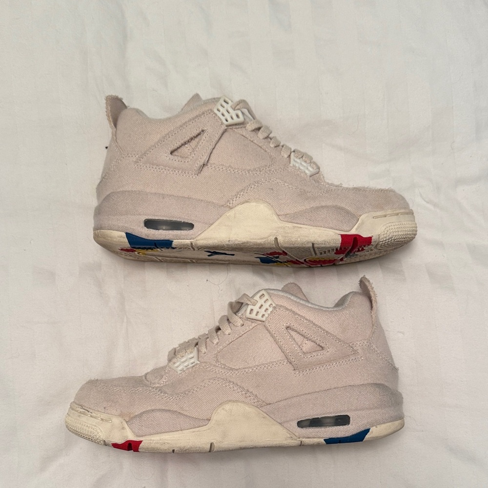 Kids Beige Sneakers with Red and Blue Accents